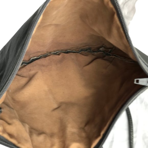 Vintage Grey Leather Ruched Shoulder Crossbody Bag - Picture 9 of 11